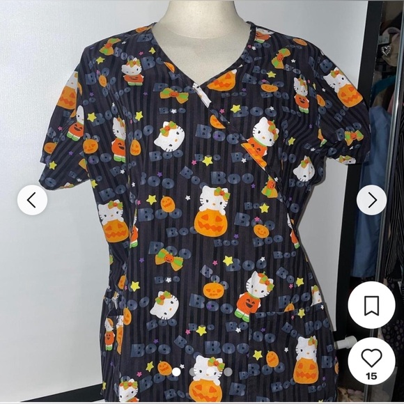 Hello Kitty Halloween Scrub top XS - Picture 2 of 3
